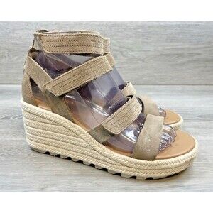 Sorel Cameron Women's Wedge Sandal Beige Suede 6.5 Espadrille Platform Comfort